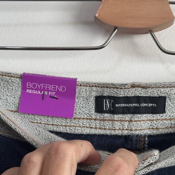 Inc International Concepts Boyfriend Jeans 14 Knit Waistband Blue Stretch 36x32 - Picture 4 of 9